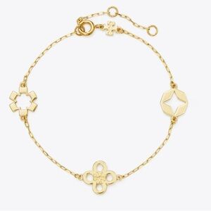 Tory Burch Kira Clover Gold Emblem Bracelet